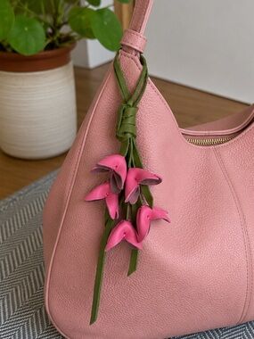 Gorgeous Pink Floral Bag Charm
